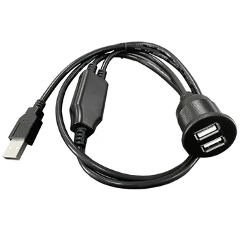 Удължителен кабел с два USB порта за скрит монтаж в лентата за кола, камион, лодка, мотоциклет