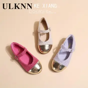 Кожени обувки в корейски стил за момичета с кръгло бомбе и фин деколте, подходяща по цвят Детски обувки, Модни дамски обувки на принцесата
