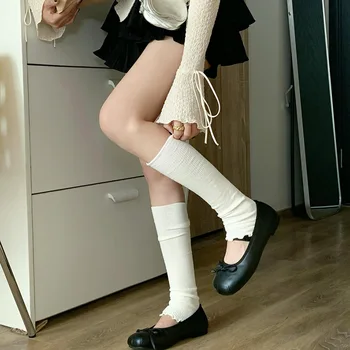 Тънки гамаши в балетном стил за жени, климатик, утягивающий вязаный калъф за крака с уши, Бели чорапи с набивкой