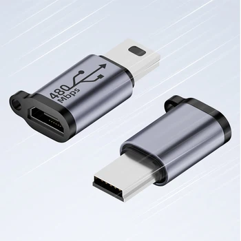 2 елемента Micro USB Жена Към Mini USB Мъжки Адаптер 480 Mbps с USB Micro Жена Към конектора Type C/Mini USB 5V 2A за телефон/Таблет/PC