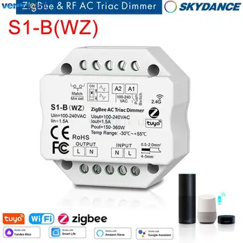 Skydance S1-B (WZ) Zigbee-Слаби 220v AC 110 Sasha Smart Switch Контролер, WIFI Безжичен RF 2.4GHZ Г дистанционно управление за обикновен цвят led лампи