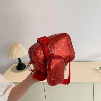 Дамски реколта чанта през рамо от цели полиуретан, чанти през рамо, квадратна чанта с цип
