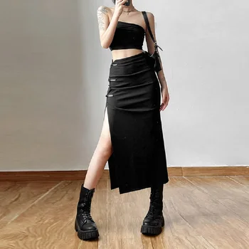 Деним пола с цепка Y2k Стил на обличане Корея Модерна Пола за жените 2023 Лято Faldas Козметична пола в стил Лолита