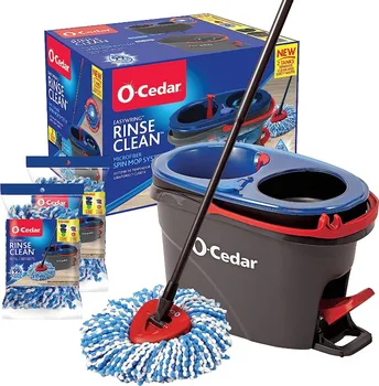 O-Cedar EasyWring RinseClean въже с отжимом от микрофибър и система за измиване на подове с кофа с 2 допълнителни приложения