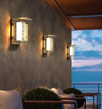 Стенен водоустойчива лампа, лампа за врати вили, с монтиран на стената лампа за вътрешния двор градина с тераса, с монтиран на стената лампа, модерен и лесен