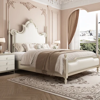 Френско легло от масивно дърво 1,8 м основната спалня е с двойно легло king size 1,5 м легло принцеса домакински легло за съхранение на високо налягане на въздуха