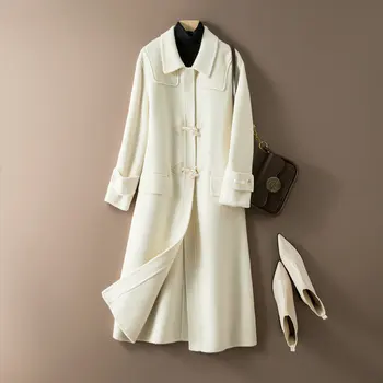 2023 Есен женски Вълна палто Модни Дамски Зимни дрехи Кашмир Дълги Палта Блузи Abrigo Mujer