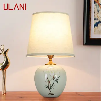 Керамични настолни лампи ULANI Китайски за прикроватной нощни шкафчета Модерен бяла led лампа с потъмняване за домашен интериор хол Спалня