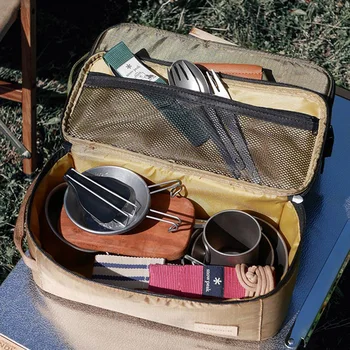 Чанта за съхранение на газова бутилка за нощуване на открито, Преносим чанта за хранене, чанта за съдове с Голям капацитет, Кутия за пикник, Чанти за пикник