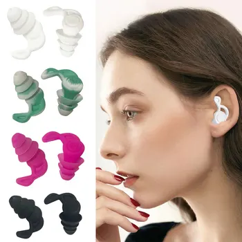 2 елемента 3-Слойна Меки силиконови тапи за уши Зауженные тапи за уши за намаляване на шума по време на сън Звукоизолация Защита на уши
