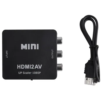 MINI HDMI to 3RCA CVBS Composite Video AV Converter Adapter TV PS3 VHS видео рекордер DVD Черен