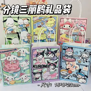 Kawaii My Melody Kuromi Cinnamoroll Cartoony Плик Подарък Чанта Аниме Sanrio Момиче Сърце Скъпа Опаковъчна Хартия Чанта За Пазаруване