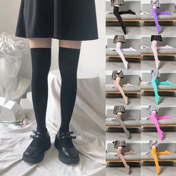 1 Чифт чорапи над коляното за жените, обикновен еластични, дълги чорапи, чорапи за cosplay в стил Лолита 