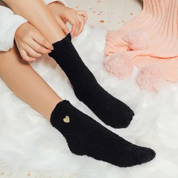 Дамски чорапи с хубав принтом във формата на сърце, ежедневни памучни дамски чорапи с шарките на Kawai, Удобни меки топли зимни двойка чорапи с високо качество